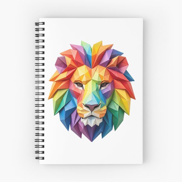 Item preview, Geometric Rainbow Origami Lion Art designed and sold by Marcu Ioachim.