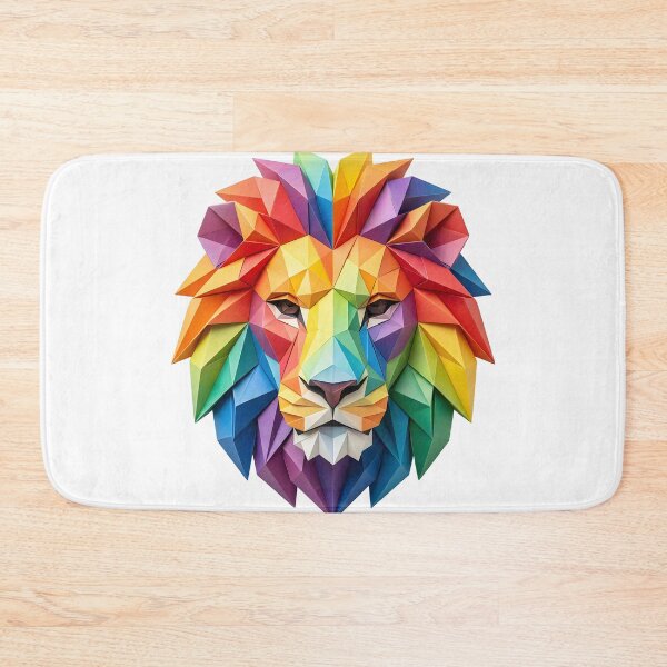 Item preview, Geometric Rainbow Origami Lion Art designed and sold by Marcu Ioachim.