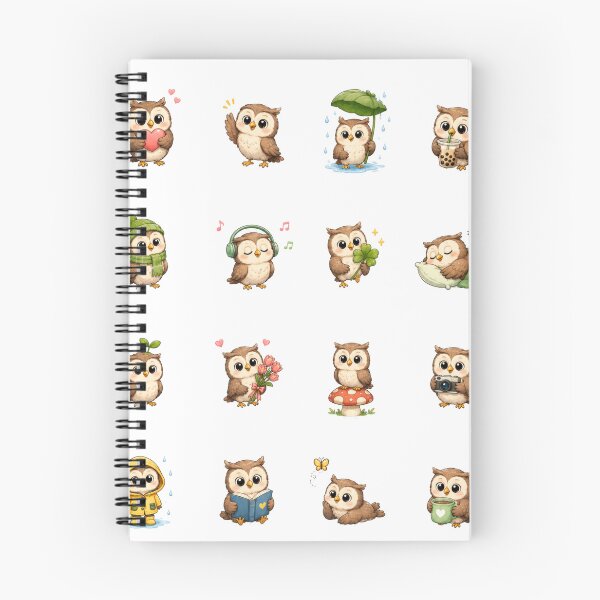 Item preview, Cute Kawaii Little Owl Chibi Sticker Pack, Adorable Brown Owl Clipart Sheet designed and sold by Rehnair.