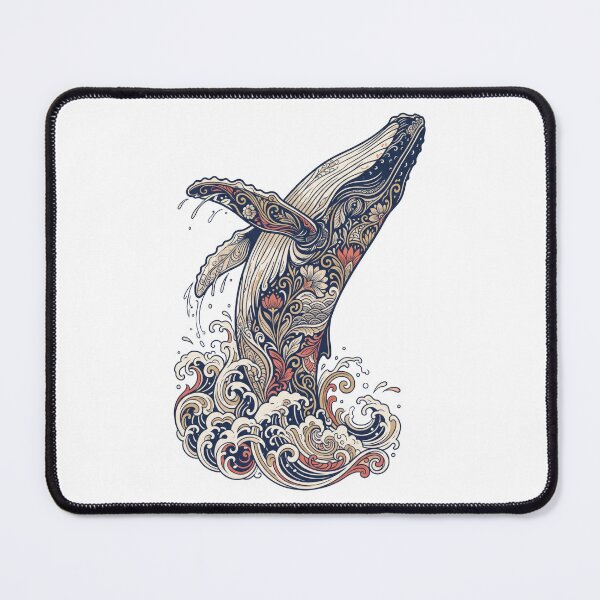 Item preview, Floral Humpback Whale Vintage Ocean Wave Art T-Shirt designed and sold by seven things shop.