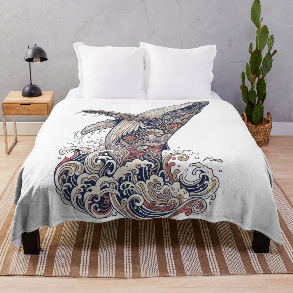 Item preview, Floral Humpback Whale Vintage Ocean Wave Art T-Shirt designed and sold by seven things shop.