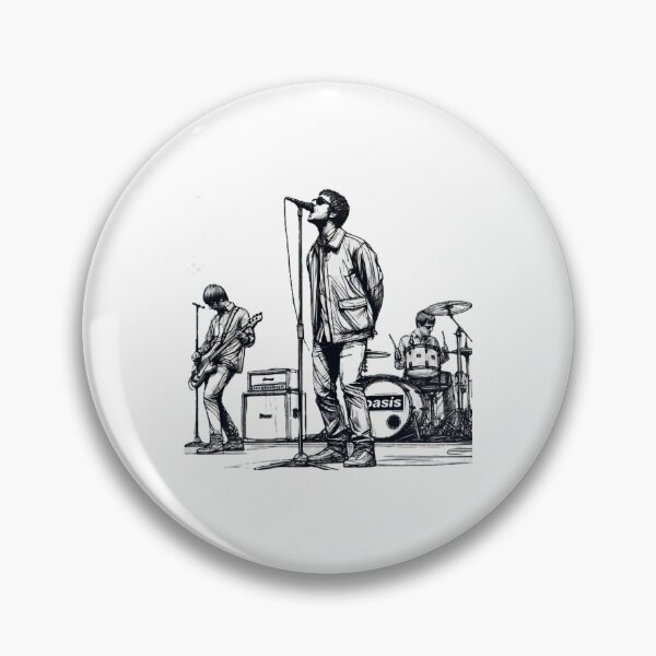 Item preview, minimalist line art of oasis performing – retro britpop band designed and sold by BronsonC8.