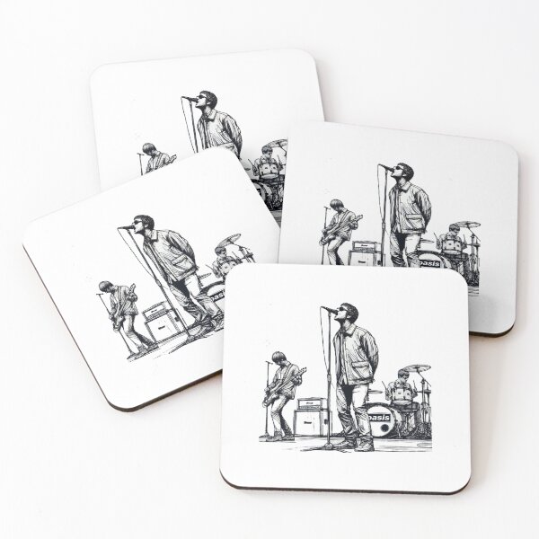 Item preview, minimalist line art of oasis performing – retro britpop band designed and sold by BronsonC8.