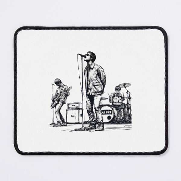Item preview, minimalist line art of oasis performing – retro britpop band designed and sold by BronsonC8.