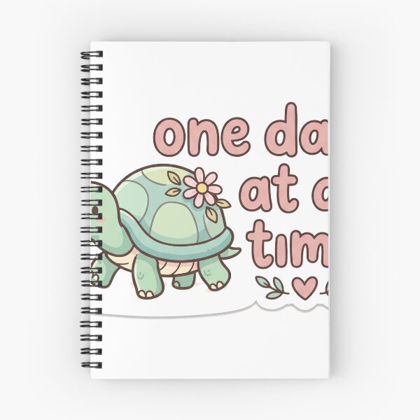 Item preview, One Day At A Time Cute Turtle Lettering designed and sold by DofinaSur.