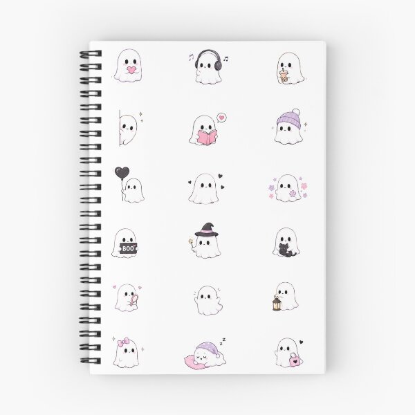 Item preview, Cute Kawaii Little Ghost Chibi Sticker Pack, Adorable Halloween Ghost Clipart Sheet designed and sold by Rehnair.