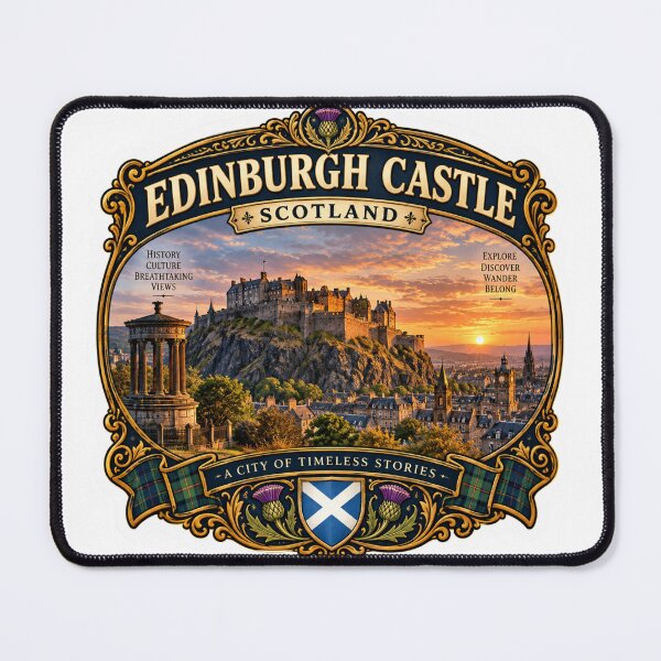 Item preview, Edinburgh Castle Scotland Vintage Travel Badge – Scottish Retro Souvenir designed and sold by DreamPaw Studio.