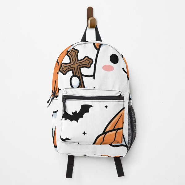 Item preview, Cute Kawaii Halloween Ghost with Orange Beanie & Pumpkin designed and sold by seven things shop.