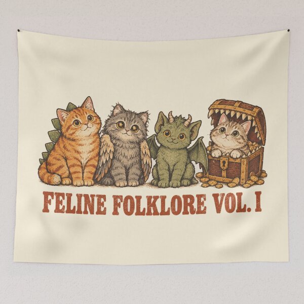 Item preview, Feline Folklore Fantasy Kittens Dragon Dinosaur Gargoyle Mimic designed and sold by Yellowriversss.