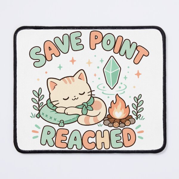 Item preview, Save Point Reached Cozy Kawaii Gamer Cat designed and sold by BoosterShop.