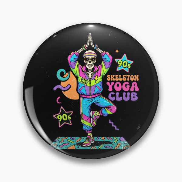 Artikelvorschau, 90er-Jahre-Skelett-Yoga-Club Retro-Flow-Übung entworfen und verkauft von VibeTherapyArt.
