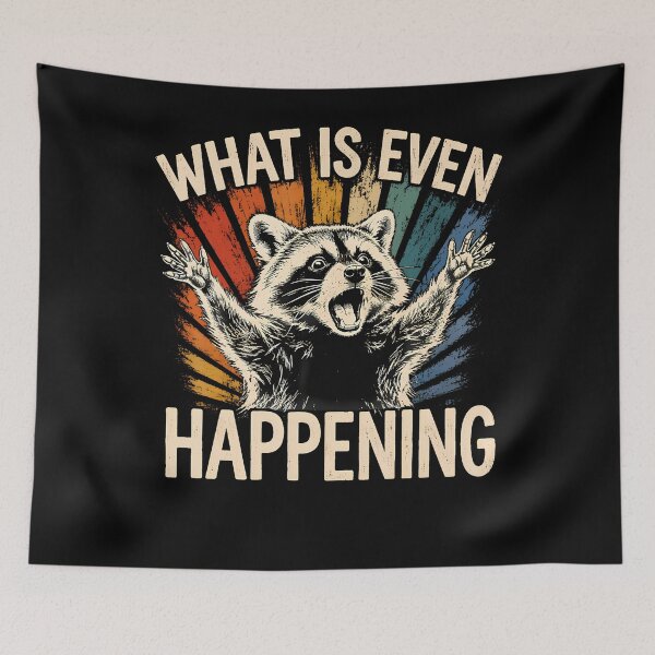 Item preview, Retro What Is Even Happening Funny Raccoon Meme designed and sold by Trippy-Toad.