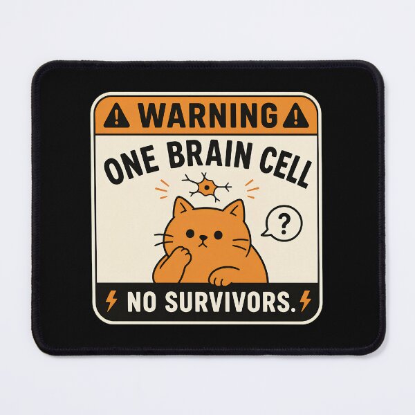 Item preview, Funny Cat Warning One Brain Cell No Survivors Design designed and sold by Dmo3HarkoArt.