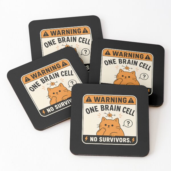 Item preview, Funny Cat Warning One Brain Cell No Survivors Design designed and sold by Dmo3HarkoArt.