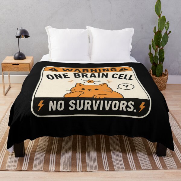 Item preview, Funny Cat Warning One Brain Cell No Survivors Design designed and sold by Dmo3HarkoArt.