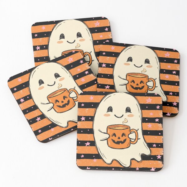 Item preview, Cute Ghost Drinking Coffee Pumpkin Mug Spooky Season designed and sold by seven things shop.