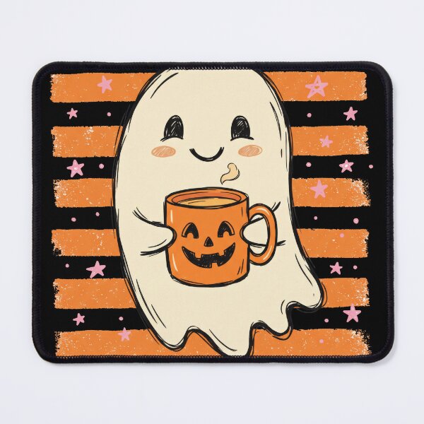 Item preview, Cute Ghost Drinking Coffee Pumpkin Mug Spooky Season designed and sold by seven things shop.
