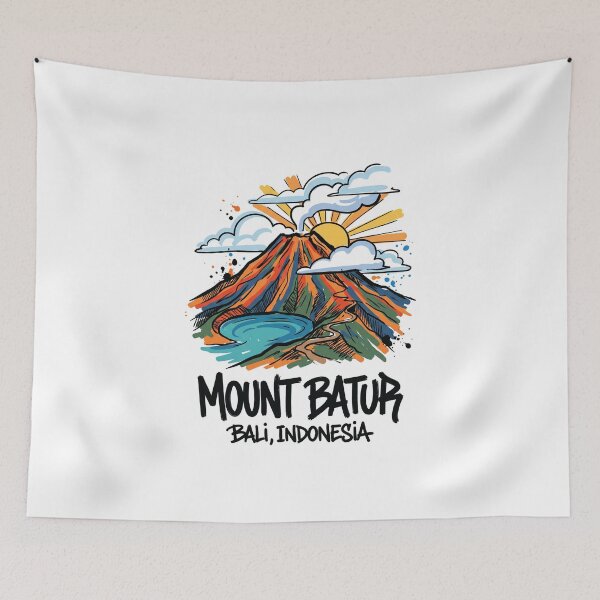 Artikelvorschau, Vulkan Mount Batur Bali Indonesien Kunst entworfen und verkauft von Merch by Das Design Studio.