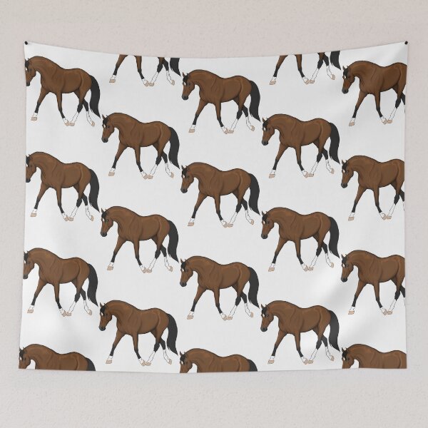 Item preview, Trotting Bay Horse With Four White Socks designed and sold by MiamiArchivesCo.