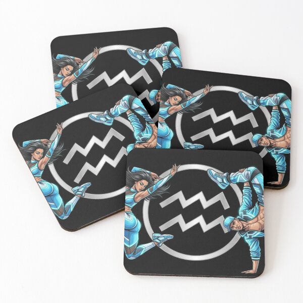 Item preview, Mystical Aquarius Dance – Neon Blue Hip Hop & Breakdance Couple designed and sold by Addy77shop.