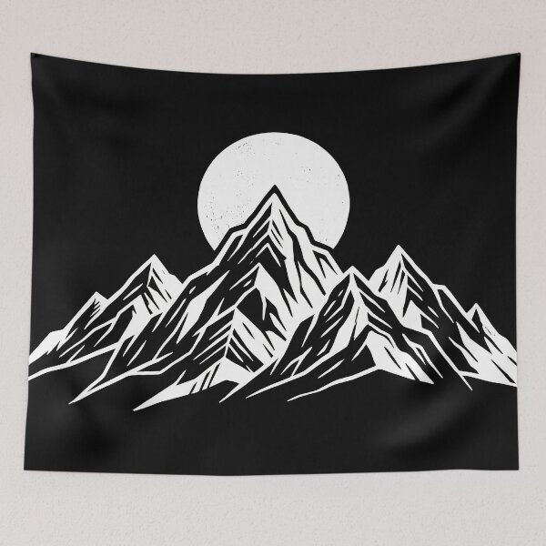 Item preview, Minimalist Mountain Range with Full Moon Line Art Aesthetic designed and sold by seven things shop.