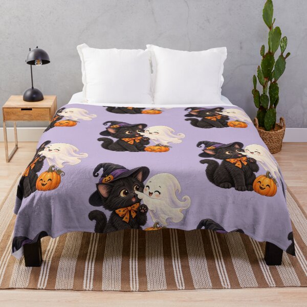 Item preview, Cute Ghost and Black Cat Best Friends Halloween designed and sold by Triple-NTH.