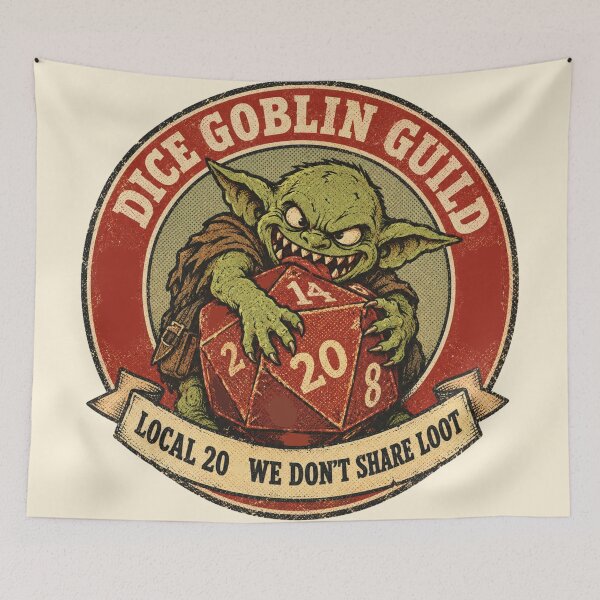 Item preview, Dice Goblin Guild Local 20 Tabletop RPG Vintage Emblem designed and sold by Yellowriversss.