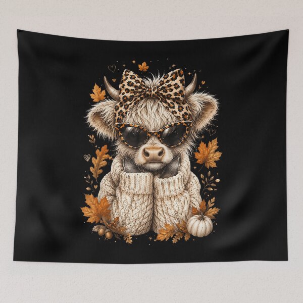 Item preview, Cute Highland Cow Leopard Bow Fall Autumn Pumpkin For Women designed and sold by Trippy-Toad.