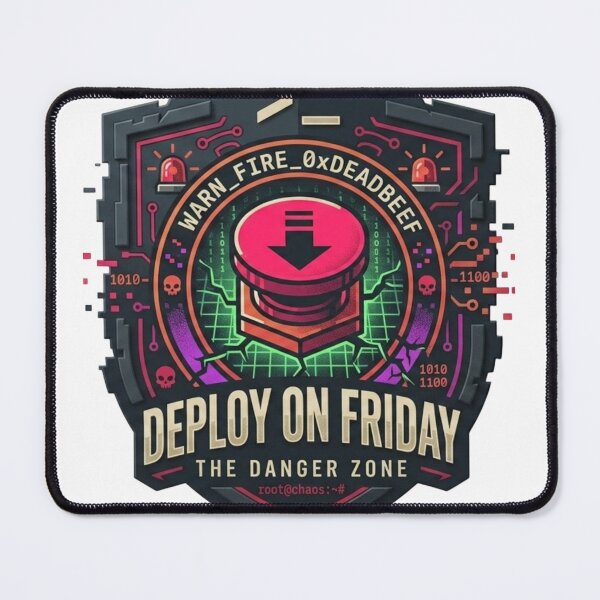 Item preview, Deploy on Friday The Danger Zone DevOps SRE Push to Production Badge designed and sold by TechNexusPrints.