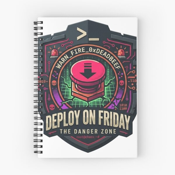 Item preview, Deploy on Friday The Danger Zone DevOps SRE Push to Production Badge designed and sold by TechNexusPrints.