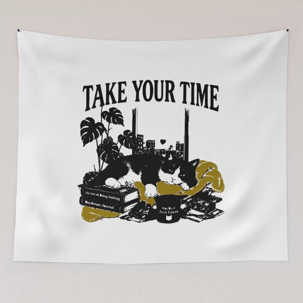 Item preview, Take Your Time Sleeping Cat Books Cityscape Art designed and sold by Dmo3HarkoArt.