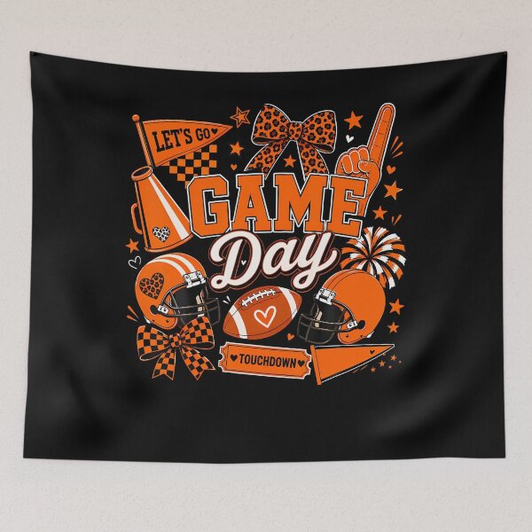 Item preview, Game Day Football Season Black  Orange Cheer Kids Women Men designed and sold by Trippy-Toad.