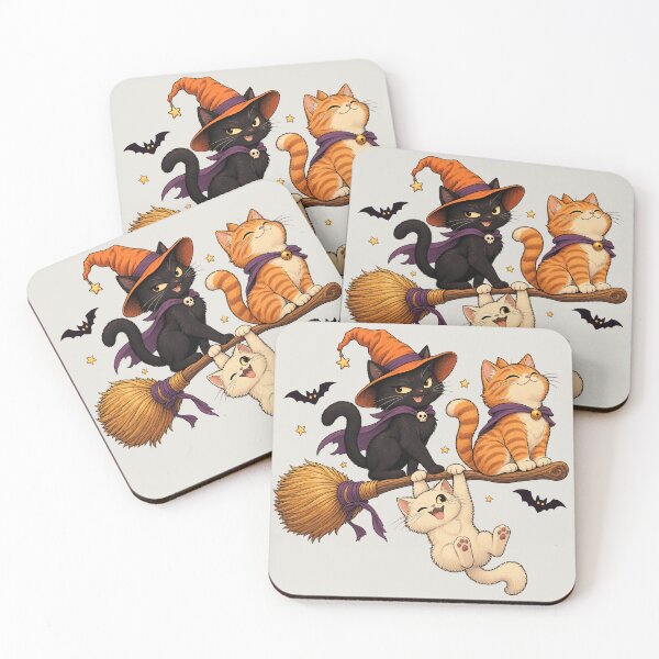 Item preview, Three Cute Witch Cats Flying on a Broom designed and sold by Triple-NTH.