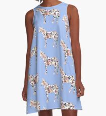 Floral Horse Geschenk für Pferdeliebhaber A-Linien Kleid
