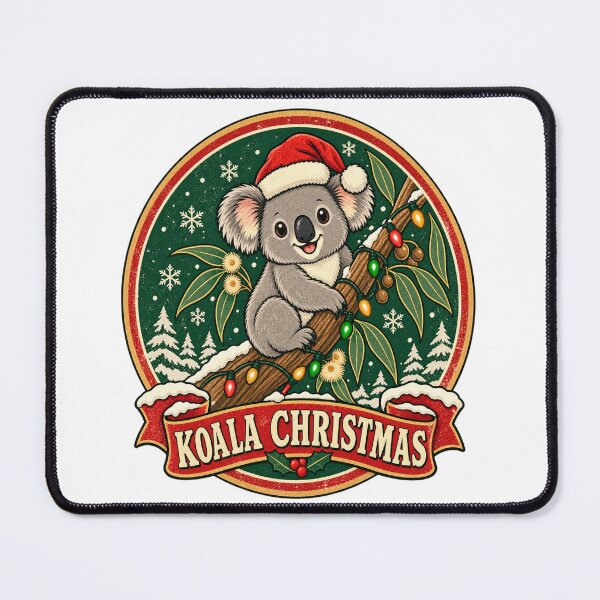 Item preview, Koala Christmas Shirt – Cute Santa Hat Australian Retro Badge Design designed and sold by Globalcitytees.