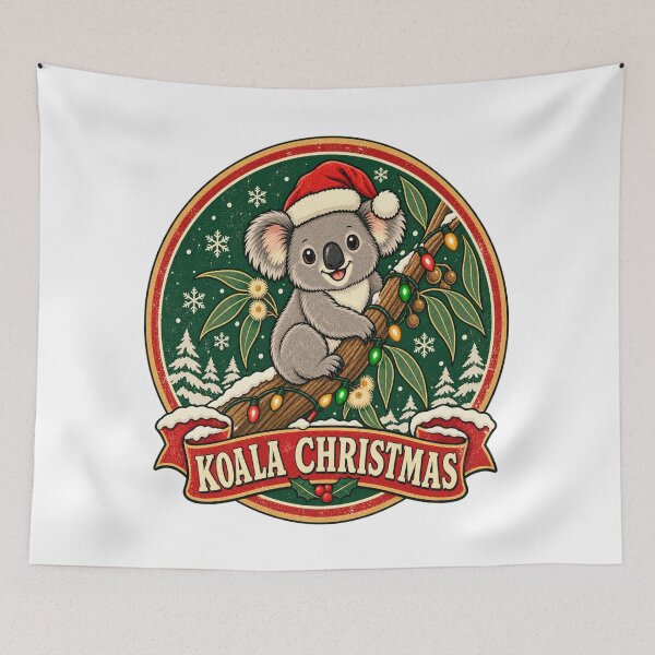 Item preview, Koala Christmas Shirt – Cute Santa Hat Australian Retro Badge Design designed and sold by Globalcitytees.