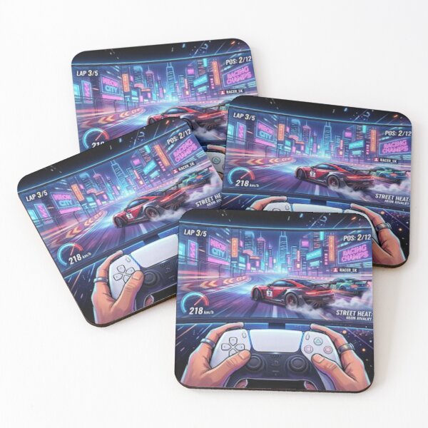 Item preview, Neon Street Racing Gaming Controller Synthwave Art designed and sold by Addy77shop.