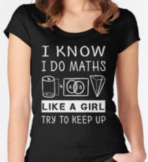 Funny Math T Shirt Gift-I Know I Do Maths Like A Girl Try To Keep Up for Women Men Fitted Scoop T-Shirt