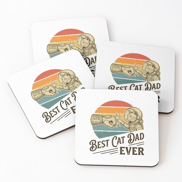 Item preview, Best Cat Dad Ever Astronaut Cat Retro Sunset designed and sold by Dmo3HarkoArt.