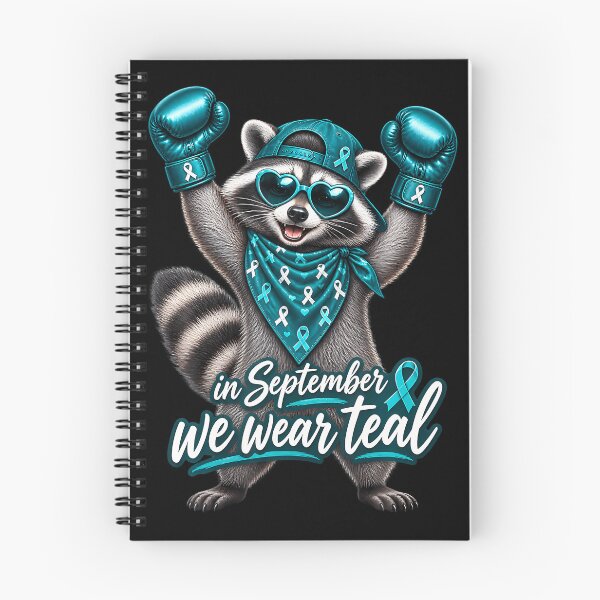 Item preview, In September We Wear Teal Ovarian Cancer Awareness Raccoon designed and sold by Krwasatoune.