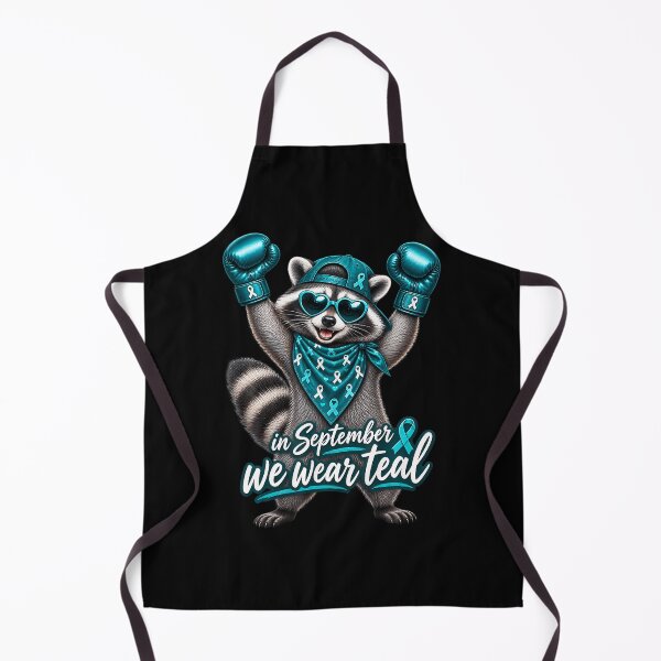 Item preview, In September We Wear Teal Ovarian Cancer Awareness Raccoon designed and sold by Krwasatoune.