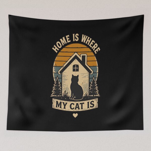 Item preview, Home Is Where My Cat Is Vintage Cat Lover Retro designed and sold by Dmo3HarkoArt.