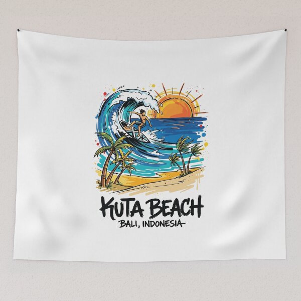 Item preview, Kuta Beach Surfing Bali Indonesia Art designed and sold by Merch by Das Design Studio.