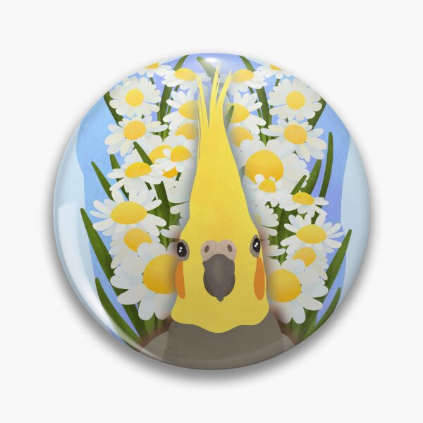 Item preview, Aesthetic Illustration of a Cockatiel with daisies designed and sold by FandomizedRose.
