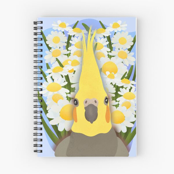 Item preview, Aesthetic Illustration of a Cockatiel with daisies designed and sold by FandomizedRose.