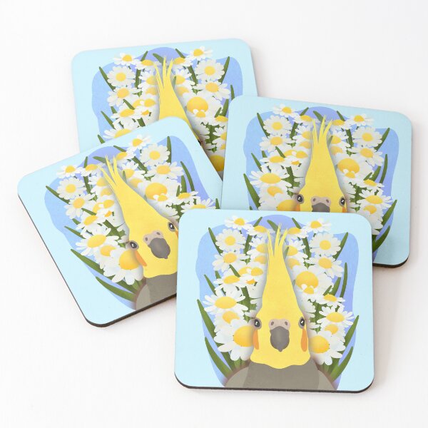 Item preview, Aesthetic Illustration of a Cockatiel with daisies designed and sold by FandomizedRose.