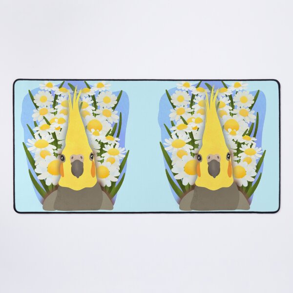 Item preview, Aesthetic Illustration of a Cockatiel with daisies designed and sold by FandomizedRose.