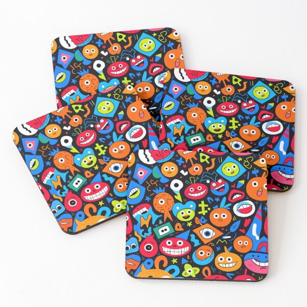 Item preview, Colorful Funny Faces Doodle Pattern – Playful Abstract Art designed and sold by IMuDesigner.