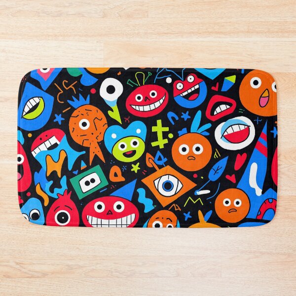 Item preview, Colorful Funny Faces Doodle Pattern – Playful Abstract Art designed and sold by IMuDesigner.