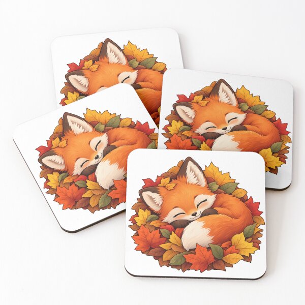 Item preview, Cute Sleeping Fox in Autumn Leaves – Cozy Fall Woodland Animal designed and sold by CreativeCharmCo.